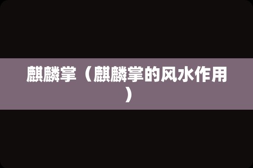 麒麟掌（麒麟掌的风水作用）