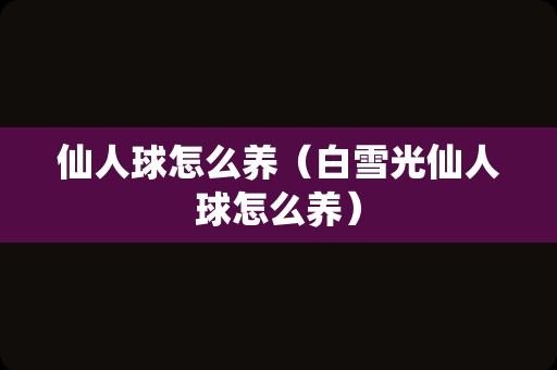 仙人球怎么养（白雪光仙人球怎么养）