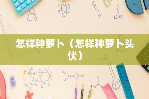 怎样种萝卜（怎样种萝卜头伏）
