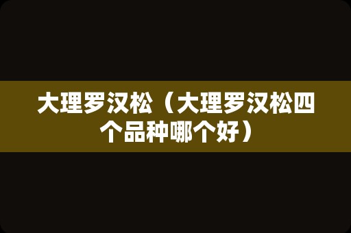 大理罗汉松（大理罗汉松四个品种哪个好）