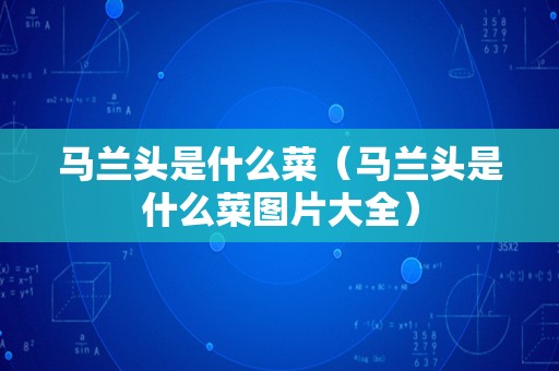 马兰头是什么菜（马兰头是什么菜图片大全）