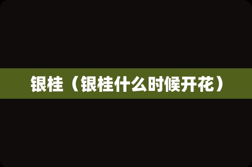 银桂（银桂什么时候开花）