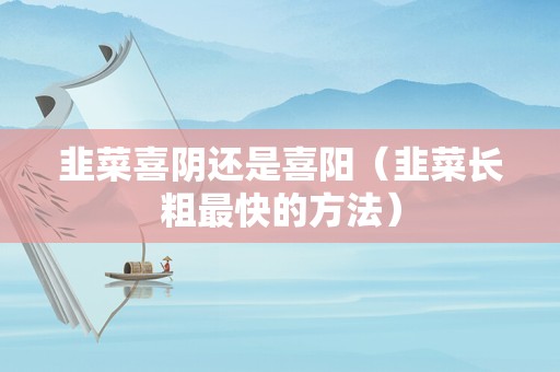 韭菜喜阴还是喜阳（韭菜长粗最快的方法）