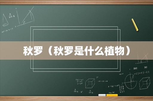秋罗（秋罗是什么植物）