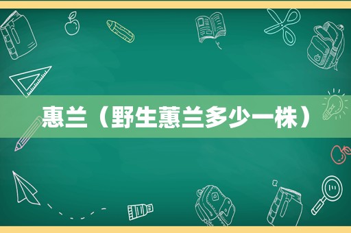 惠兰（野生蕙兰多少一株）