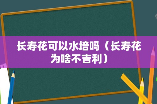长寿花可以水培吗（长寿花为啥不吉利）