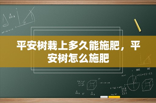 平安树栽上多久能施肥，平安树怎么施肥