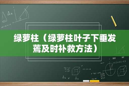 绿萝柱（绿萝柱叶子下垂发蔫及时补救方法）