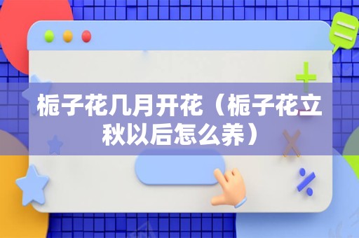 栀子花几月开花（栀子花立秋以后怎么养）