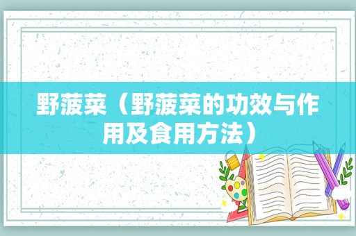 野菠菜（野菠菜的功效与作用及食用方法）