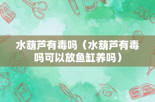 水葫芦有毒吗（水葫芦有毒吗可以放鱼缸养吗）