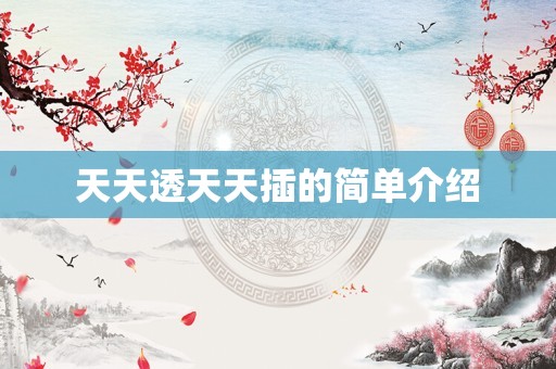 天天透天天插的简单介绍