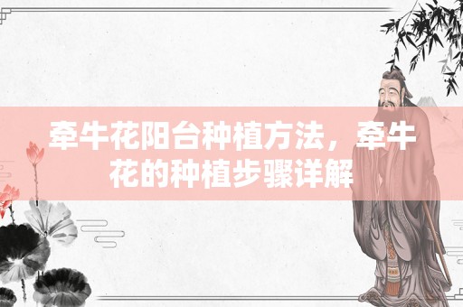 牵牛花阳台种植方法，牵牛花的种植步骤详解