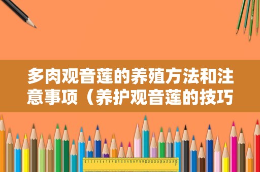 多肉观音莲的养殖方法和注意事项（养护观音莲的技巧）