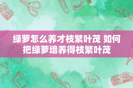 绿萝怎么养才枝繁叶茂 如何把绿萝培养得枝繁叶茂