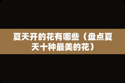 夏天开的花有哪些（盘点夏天十种最美的花）