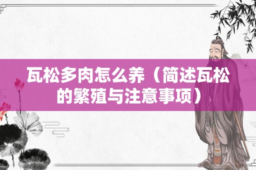 瓦松多肉怎么养（简述瓦松的繁殖与注意事项）