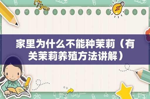 家里为什么不能种茉莉（有关茉莉养殖方法讲解）
