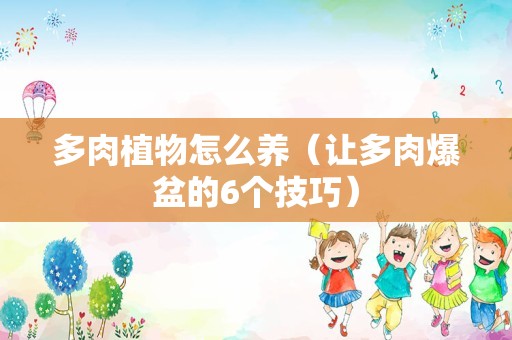 多肉植物怎么养（让多肉爆盆的6个技巧）