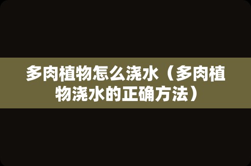 多肉植物怎么浇水（多肉植物浇水的正确方法）