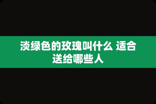 淡绿色的玫瑰叫什么 适合送给哪些人