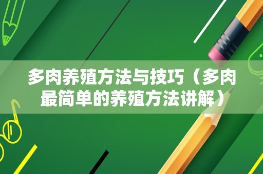 多肉养殖方法与技巧（多肉最简单的养殖方法讲解）