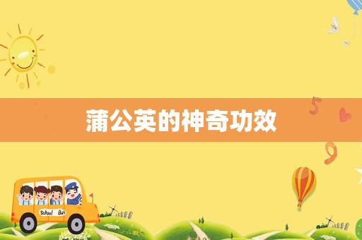 蒲公英的神奇功效