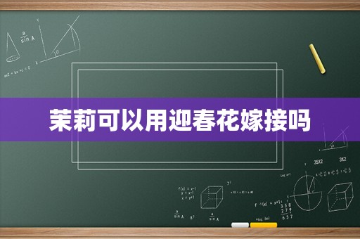 茉莉可以用迎春花嫁接吗