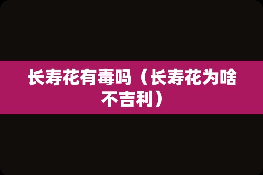 长寿花有毒吗（长寿花为啥不吉利）