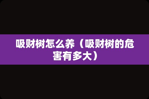 吸财树怎么养（吸财树的危害有多大）