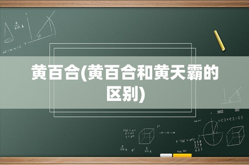 黄百合(黄百合和黄天霸的区别)