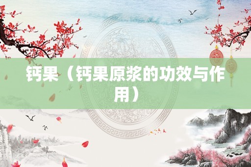 钙果（钙果原浆的功效与作用）